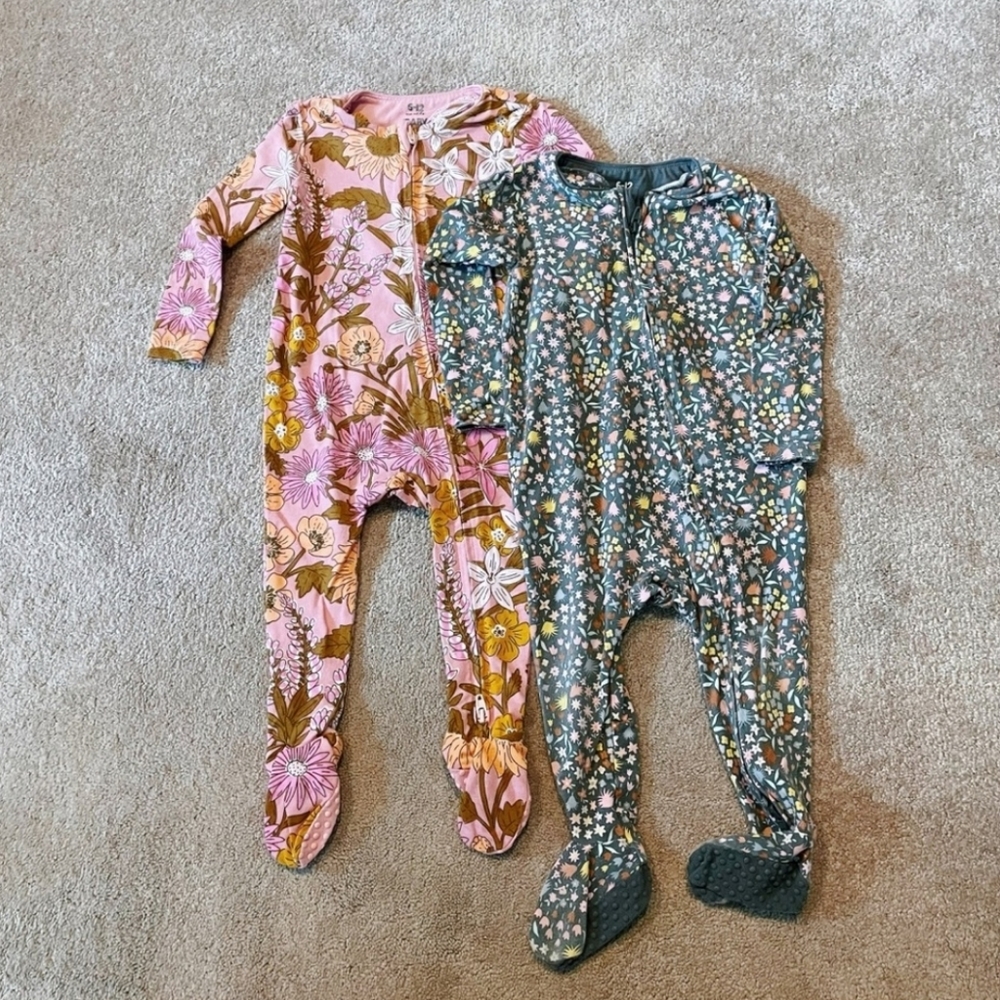 6-12m Lot of 2x Floral Footed Sleepers by Cotton On